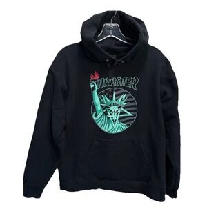 Thrasher Black/Teal Long Sleeve Pullover Hoodie Size S (34-36)‎ Graphic Logo
